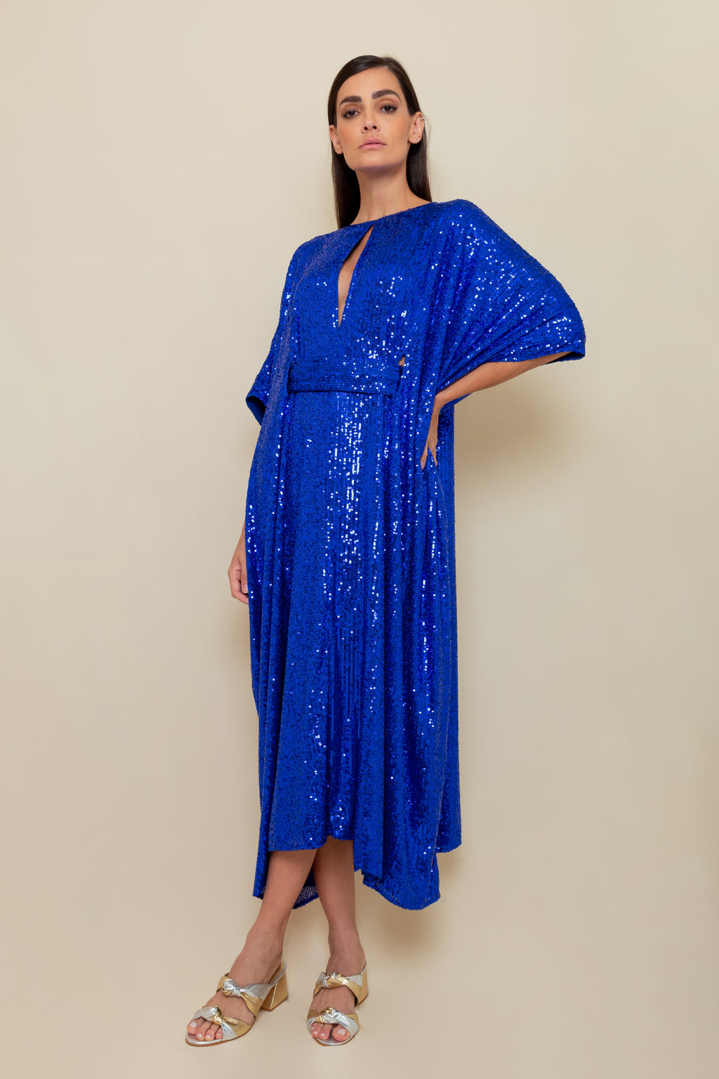 Vestido Jacarandá paetê azul Candy Brown