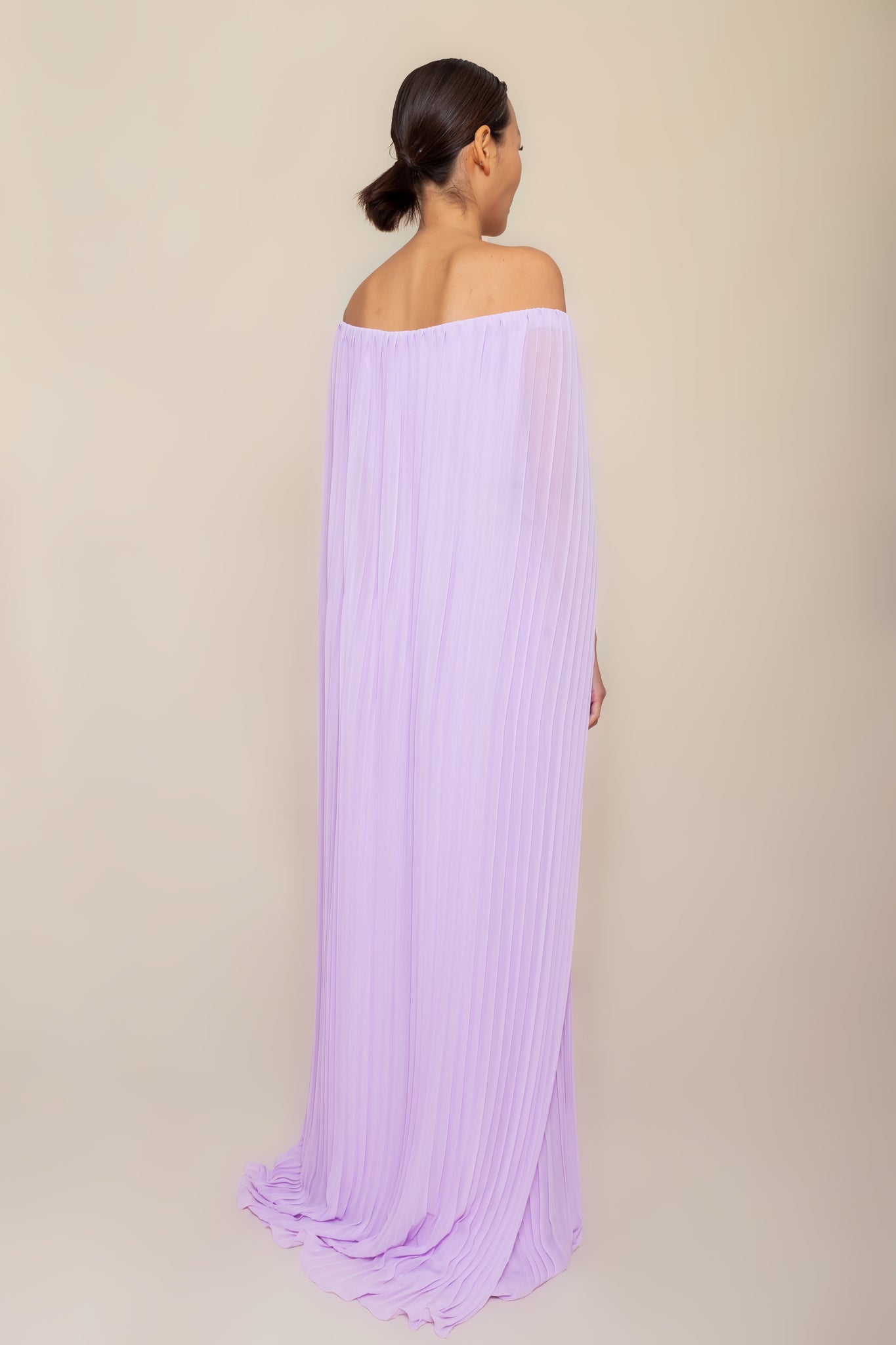 Vestido Margarida plissado lilás