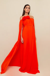 Vestido Margarida Flores laranja