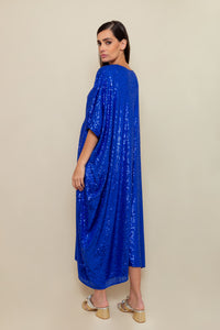 Vestido Jacarandá paetê azul