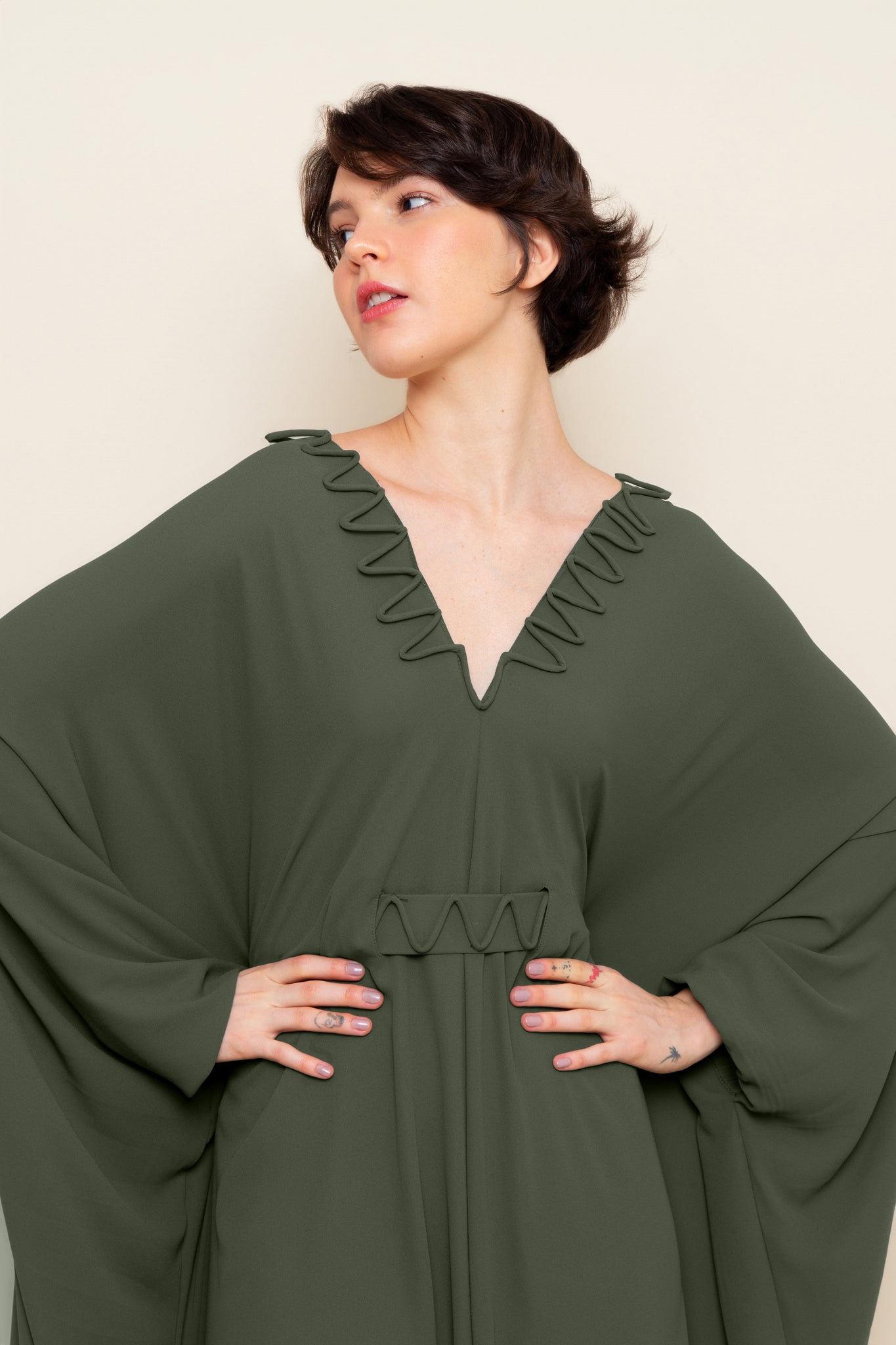 Kaftan Donatella verde exército