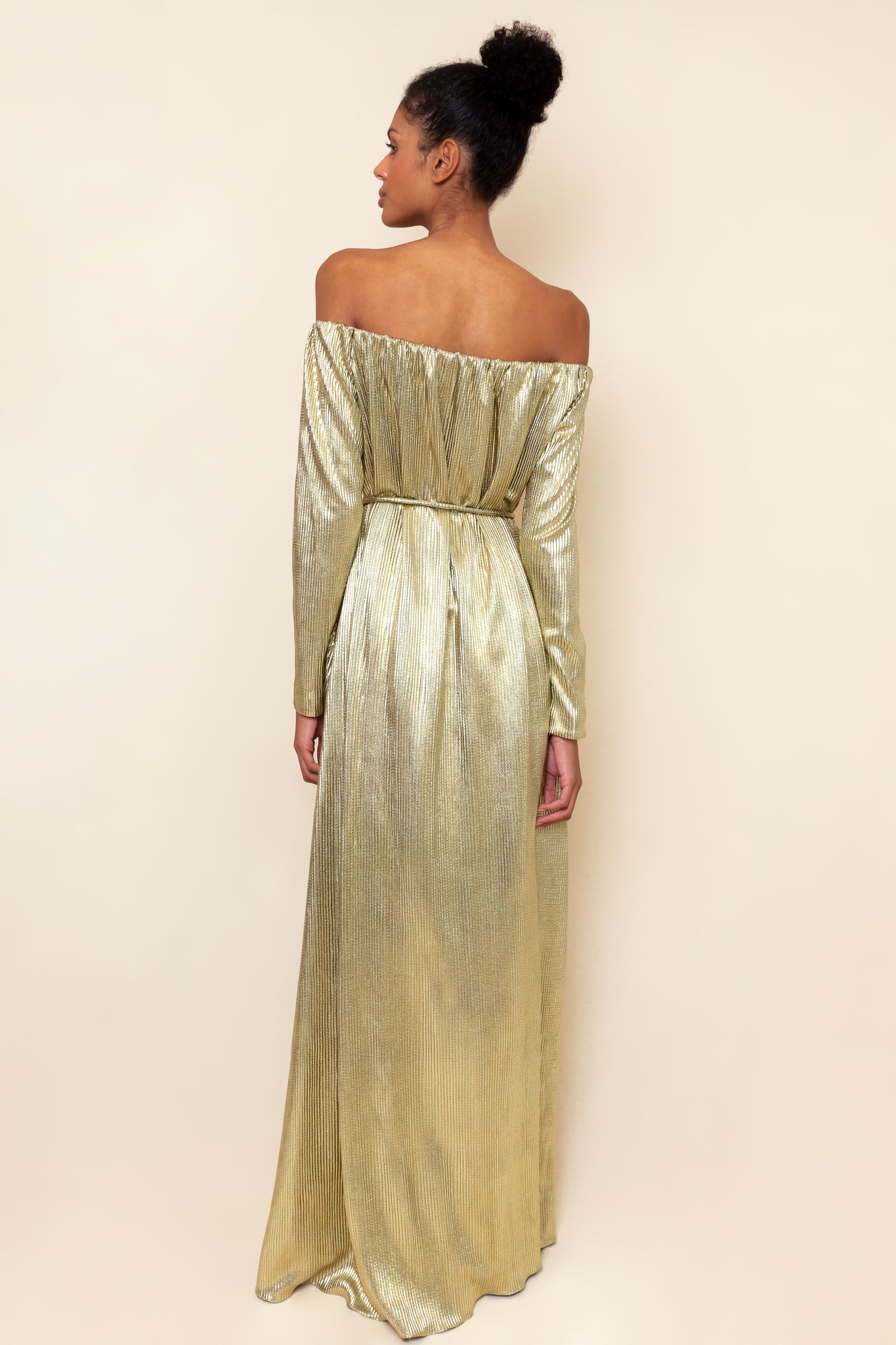 Vestido Eucalipto lamê dourado