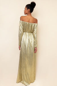 Vestido Eucalipto lamê dourado