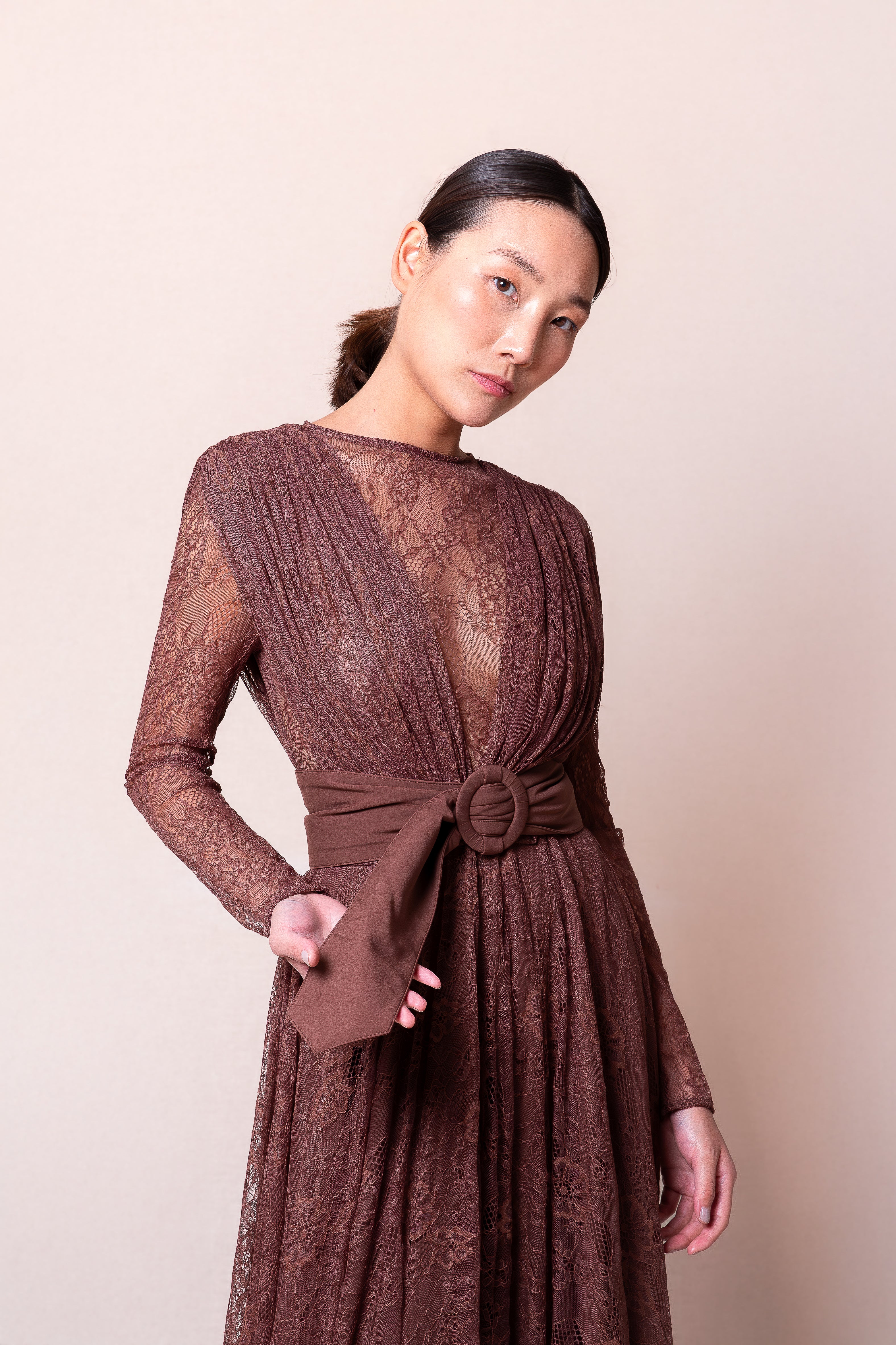 candy brown dresses Miss Candyfloss Victorie Dora 40's Pencil Dress Brown
