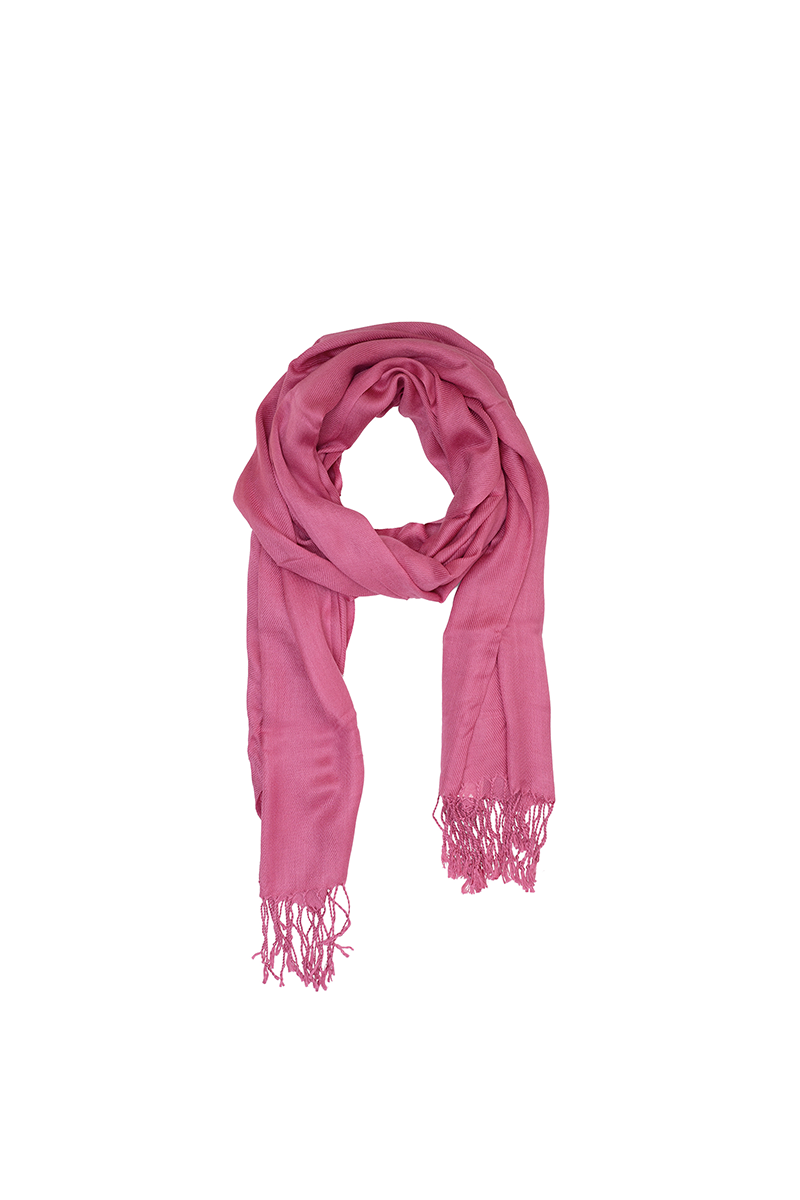 Pashmina In Lana Merino Fine Rosa Ibisco Con Nappe - Sciarpa/Scialle Di Alta Qualità, Made In India Da Pashmina Love